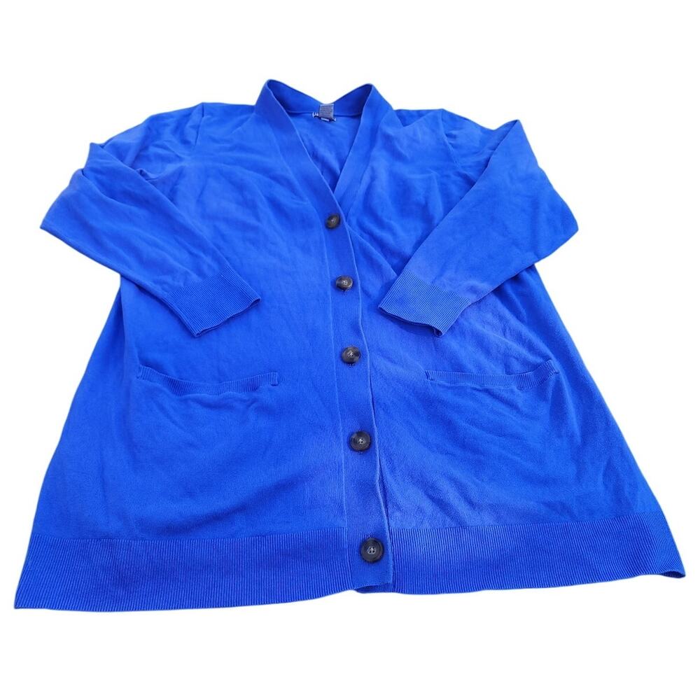 Duluth Blue Large Button Down Front Pockets Cardigan Sweater Plus 1X